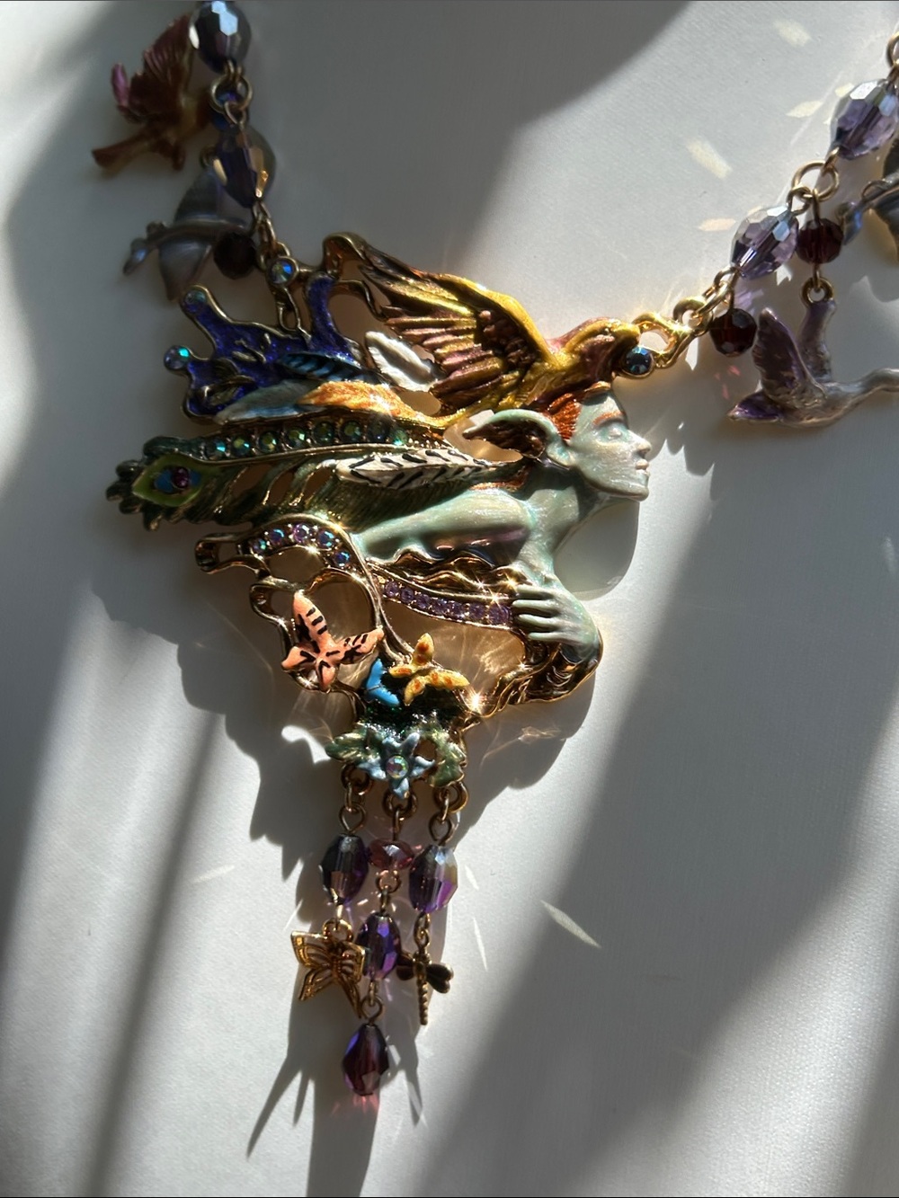 Kirks Folly "Spirit of Flight" Art Nouveau-Inspired Femme Birds Necklace - Picture 7 of 7